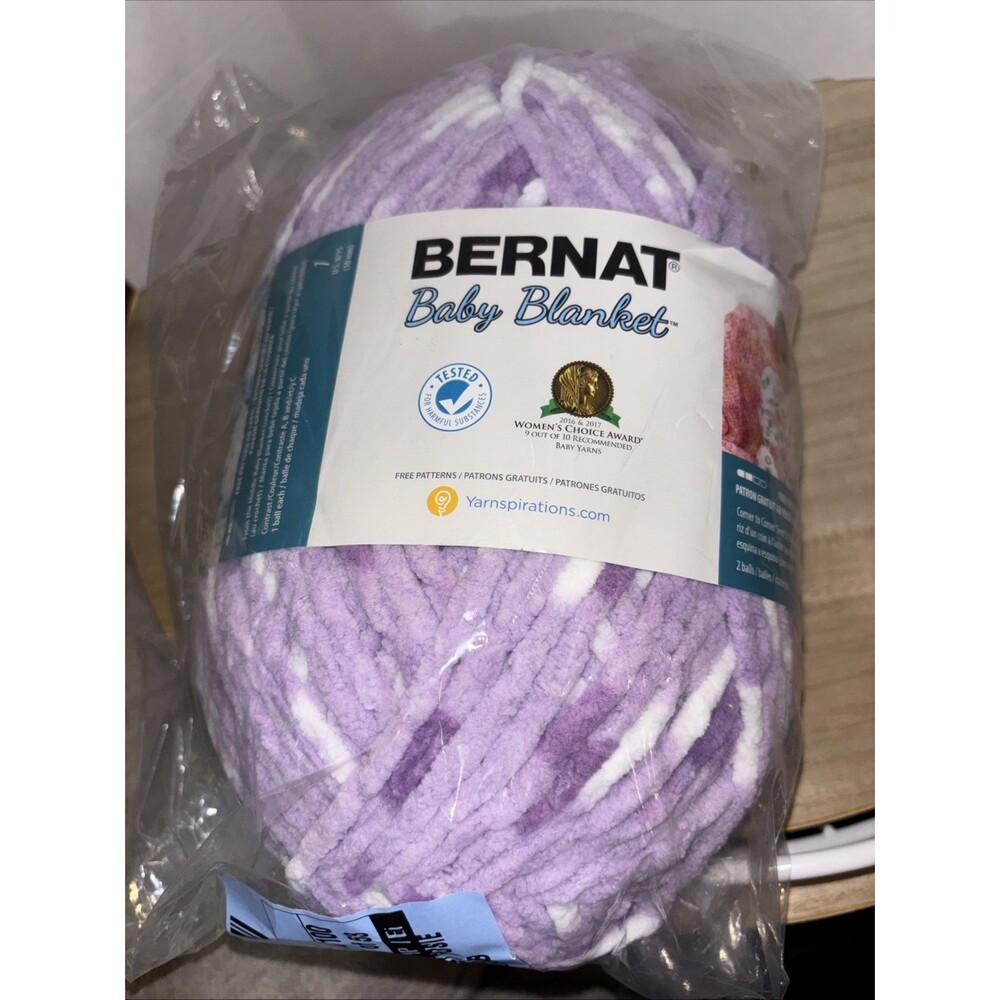 New Bernat Baby Blanket Yarn Violet Posie 10.5oz 220yd